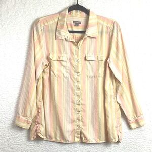 J Jill 100% Silk Button Down Long Sleeve Blouse, Women’s Size MP.